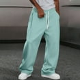 thumbnail image 6 of dazeni Men’s Baggy Sweatpants High Waisted Elastic Waist Drawstring Sweat Pants Comfy Wide Leg Casual Loose Joggers with Side Pockets Light Blue Large, 6 of 7