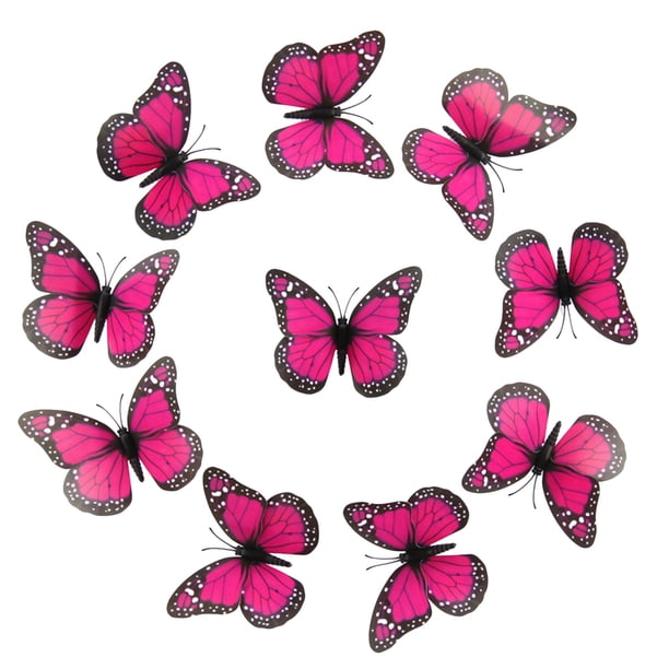 10 unidades de pegatinas 3D de mariposas naranjas, adhesivos realistas para la decoración del hogar, el dormitorio y la mesa