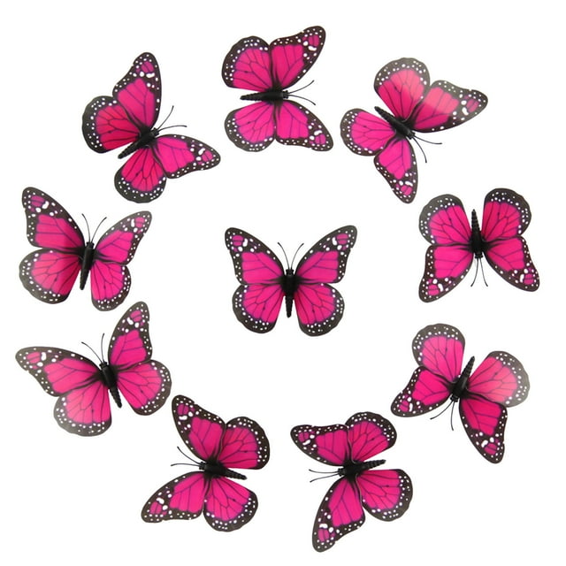 10PCS 3D Wall Stickers Art Decorations Decorations 3D Wall 10 Pcs Orange Butterflies Realistic Wall Decal For Spring Summer And Autumn Craft Home Wall Table Bedroom Decorations Floral Wall Decal
