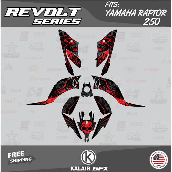 Kalair GFX Graphics Kit for Yamaha ATV Raptor 250 (All Years) Revolt Series