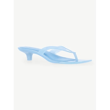 No Boundaries Women's Jelly Flip Flop Kitten Heel Sandals