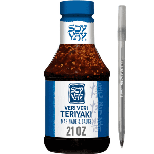 Soy Vay Veri Veri Teriyaki® Marinade and Sauce with pan