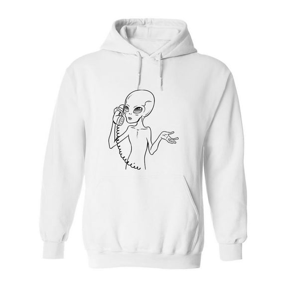 Alien Using A Phone Design Hoodie Men -Image by Shutterstock, Male Medium