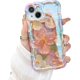 thumbnail image 1 of Funda para iPhone 11 para mujer, con marco ondulado rizado, diseño de flores con pintura al óleo retro colorida y rayo láser brillante, compatible con iPhone 11 (rosa), 1 of 8
