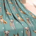 thumbnail image 3 of Chihuahua and Footprints Blanket,Comfortable Soft Flannel Throw Blanket,All Season,Warm Lightweight Blankets for Sofa Bed Couch Living Room Chair,60"x80"(150x200cm), 3 of 4