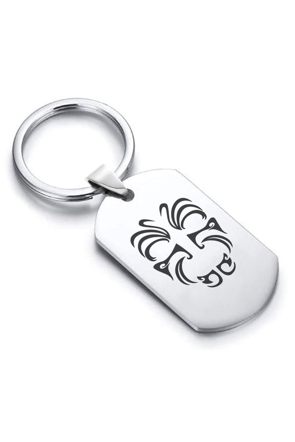 Stainless Steel Maori Warrior Champion Dog Tag Keychain Circle Ring