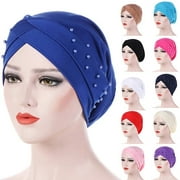 Women's Beads Elastic Turban Hat Cancer Chemo Cap Hijab Head Wrap