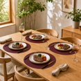 thumbnail image 4 of Unique Bargains 2 Pcs Bow Oval Faux Leather Placemat Wine Red, 4 of 5