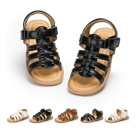 HsdsBebe Toddler Girls Sandals Open Toe Summer PU leather Shoes for Little Kids