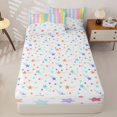 thumbnail image 4 of Erosebridal Kawaii Rainbow Stars Zipper Twin Comforter Sets with Fitted Sheet and 2 Pillowcases,Cute Colorful Lines Art Zipper Bedding Set For Girls,Colorful Stars Reversible,4-Piece, 4 of 7