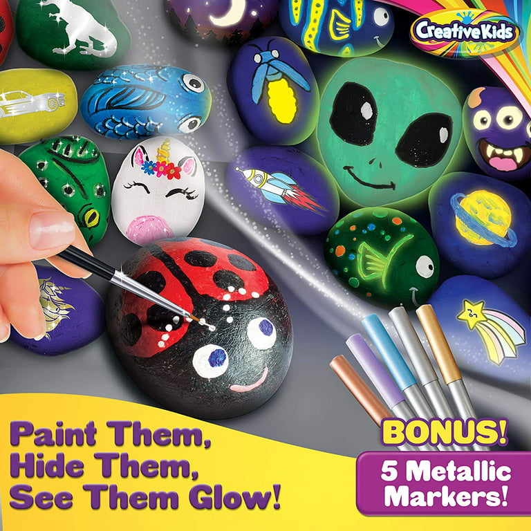Glow In The Dark Rock Painting Arts and Craft Kit for Kids – Supplies For  Painting Rocks - 20 Regular & Resin Rocks, Acrylic Markers - Rock  Decorating Supplies Gift for Boys