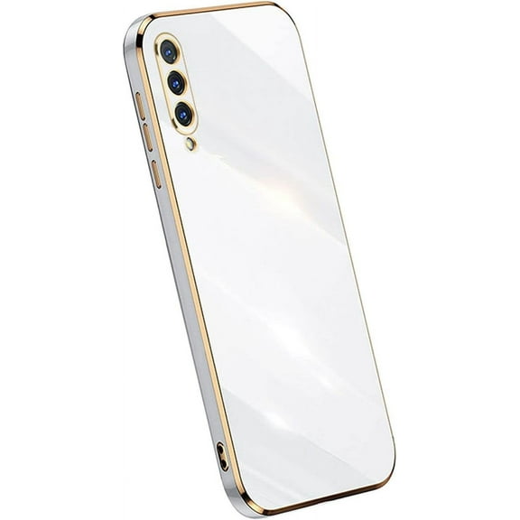 Compatible with Galaxy A50 Case Cover Cute Full Camera Lens Protection & Electroplate Plated Shockproof Edge Bumper Soft TPU Protective Phone Cases for Samsung Galaxy A50/A50s/A30s-White