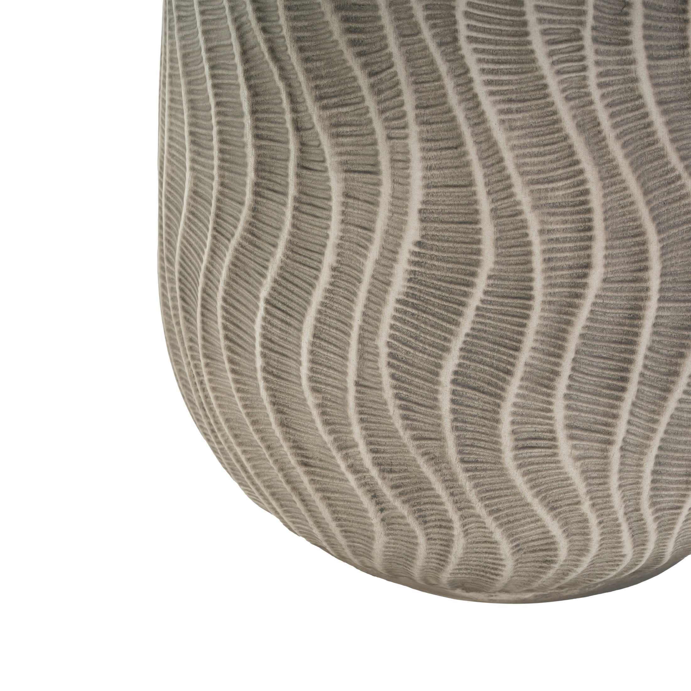 Christopher Knight Home Modern Round Drum Side Table with Wavy Design, Lightweight Concrete, Gray