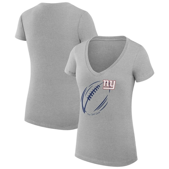 Women's G-III 4Her by Carl Banks  Heather Gray New York Giants Super-Slim Fit Lightweight Subtle Football V-Neck T-Shirt