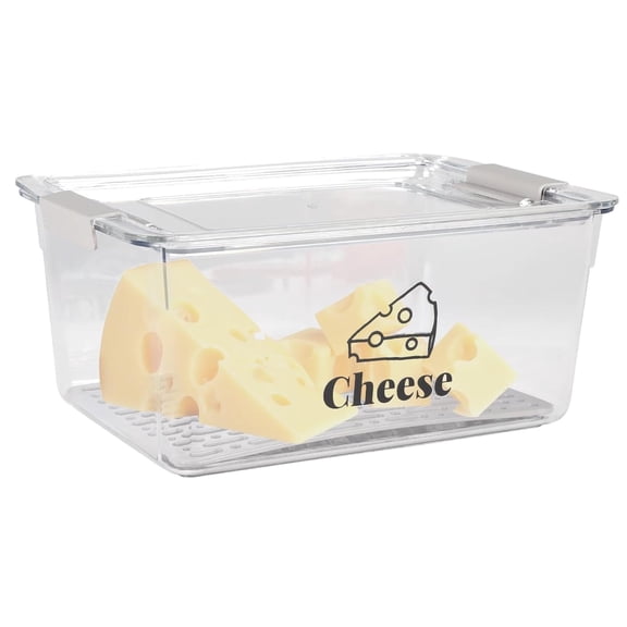 Pethiy Airtight Cheese Storage Container with Lid, Refrigerator Organizer for Cream/Block/Sliced/Shredded Cheese, Food Keeper Box - Fridge Organization