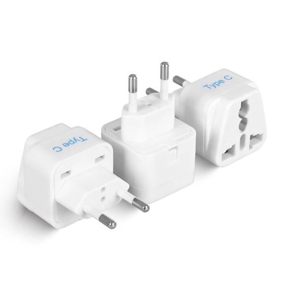 Ceptics European Travel Plug Adapter (Type C), Universal to European EU, Power Charge your Electronics in Italy, Greece, Germany, Outlet Adaptor 3 Pack