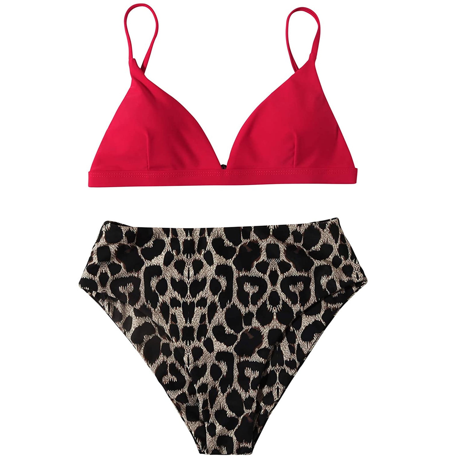 PEASKJP Bikinis Removable Cup Plus Size Straps Triangle Bathing Suit