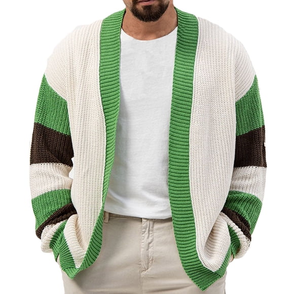 LOVZFMLL Vestes pour Hommes Homme Hiver Manches Longues Poches Fermeture Design à Contraste de Couleurs Chandail Cardigan