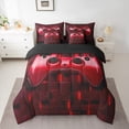 thumbnail image 3 of Feelyou 3D Game Console Bedding Comforter Set 7 Pieces for Boys, Modern Video Gaming Lover Full Bedding Set, Red Square Honeycomb Reversible Fitted Sheet Flat Sheet, Luxury Bedroom Decor, 3 of 9