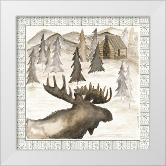 Shamp, Cindy 12x12 White Modern Wood Framed Museum Art Print Titled - Moose w/ Border