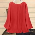 thumbnail image 3 of Womens Tops Cotton Linen Long Sleeve Shirt Casual Plain Spring Summer T-Shirts Oversized Loose Ladies Elegant Baggy Tunic Top, 3 of 7