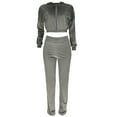 thumbnail image 4 of UPPADA Grey Workout Set,Womens Velvet Tracksuit Two Piece Cropped Sweatshirt Flared Pants Workout Jogging Sets Velvet Sweatsuit Y2k Outfits Sets Gray,M, 4 of 7