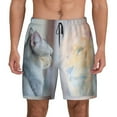 thumbnail image 3 of Uemuo The Cat Looks in the Mirror Pattern Mens Swim Trunks Quick Dry Board Shorts with Mesh Lining, Stretch Beach Shorts Quick Dry No-Chafing Board Shorts-Medium, 3 of 9