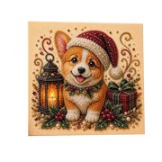 2026 DIY Christmas Dog Pearl Diamond Painting Kit, 7.87x7.87in Puppy Holiday Bead Art, 5D Round Drill Mosaic for Home Wall Decor Craft Hobby