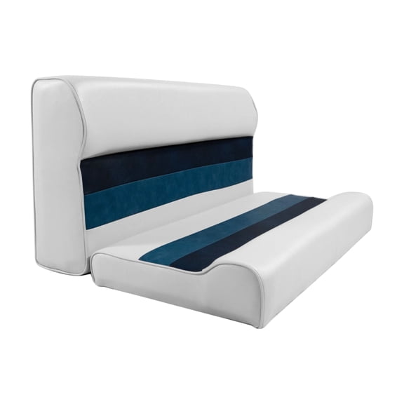 Horizon Manufacturing Premium Series 37" Pontoon Bench Seat Cushion Set 3001-AADK White / Navy / Blue ( Base sold Separate 3010-AA)