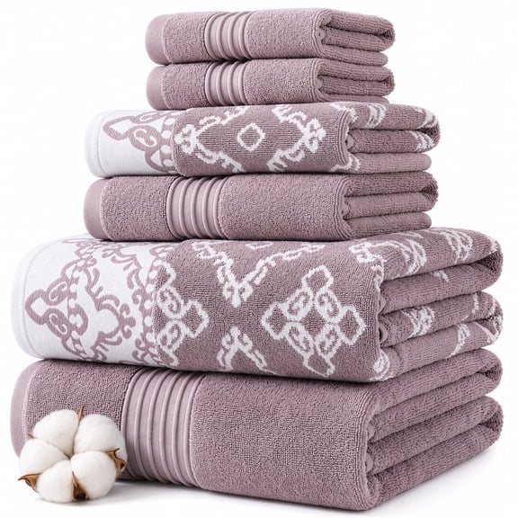 Modern Threads Charlize 6-Piece Cotton Bath Towel Set, Orchid