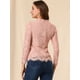 thumbnail image 5 of Blusa de encaje con cuello de volantes Allegra K Manga larga Rosas XL, 5 of 6
