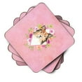 thumbnail image 2 of Carolines Treasures CK4213FC Sheltie Pink Flowers Foam Coaster Set of 4 3 1/2 x 3 1/2 multicolor, 2 of 4
