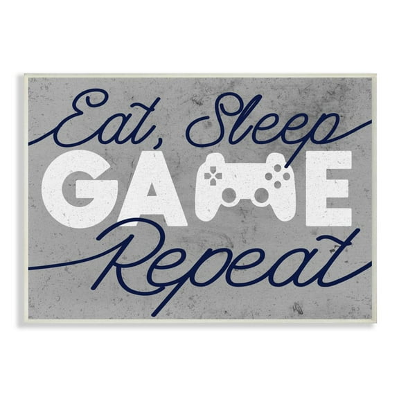 Stupell Industries Video Game Controller Eat Sleep Game Repeat Quote Graphic Art Unframed Art Print Wall Art, 13x19, by Daphne Polselli