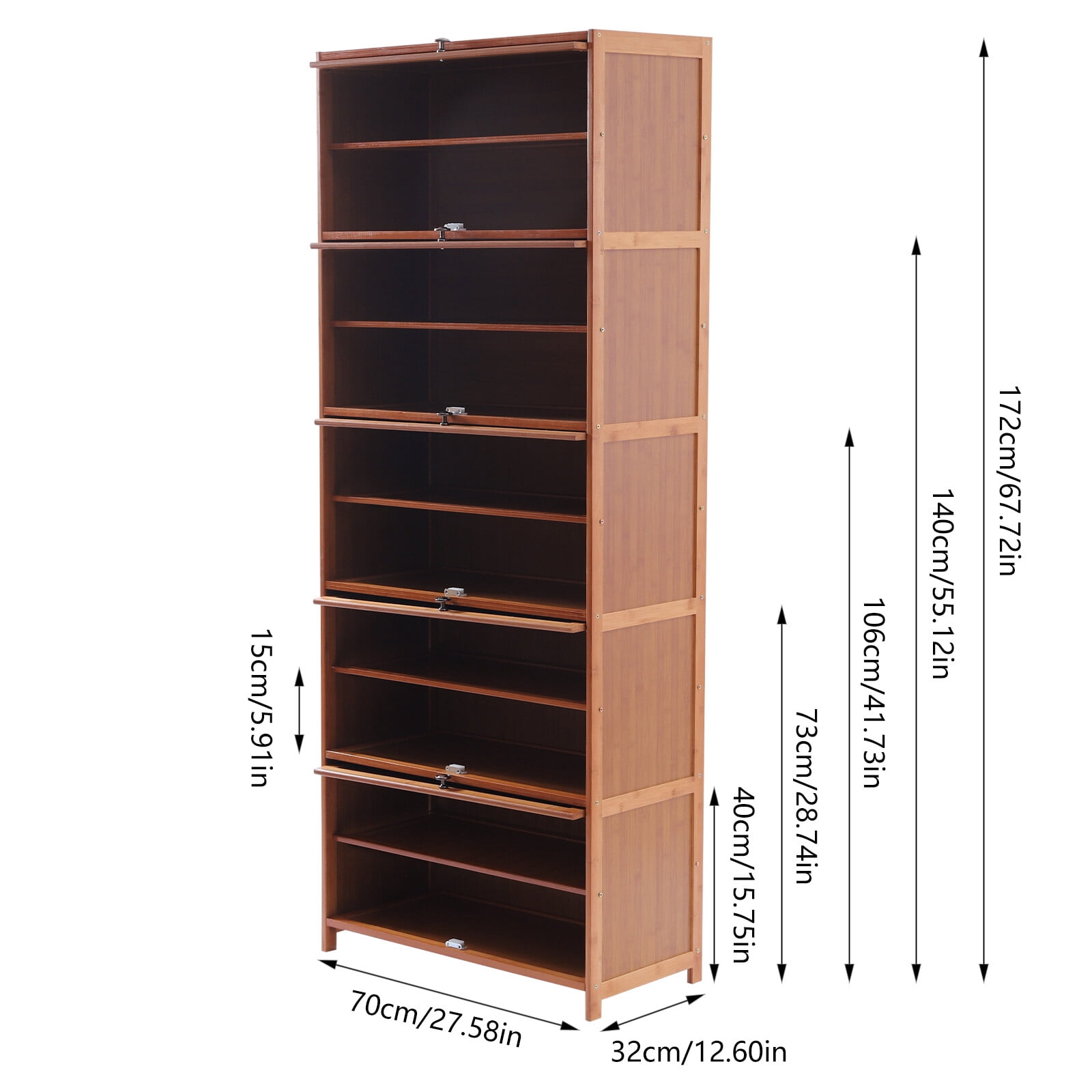 ToppiJoy 10-Tier Shoe Organizer Cabinet with Cover Wood, Shoe Cabinet Rack Tiered Storage with Sophisticated Handle and Extra Storage Platform for Home