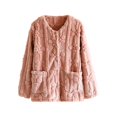 thumbnail image 6 of Women's Floral Textured Bed Jacket Long Sleeve Button Front Lounge wear Coat With Pockets (Rose Gold L), 6 of 7