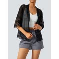 thumbnail image 2 of KOMOO Women Lace Cardigan Open Shrug Short Sleeve Solid Color Lace Patchwork Sheer Bolero Cover Up, 2 of 10
