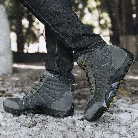 

Uinagy Winter High Top Lace Up and Cotton Outdoor Hiking Shoes for Men
