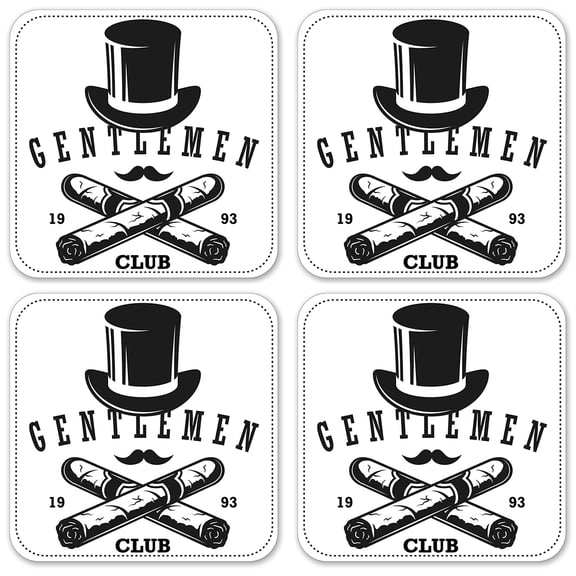 Vinyl Drink Coasters - Set of 4 - Gentleman's Club Cigars
