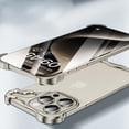 thumbnail image 3 of Designed for iPhone Case,Metal Corner Anti-Fall Borderless Slim No Back Bumper with Camera Lens Protection Shockproof Protective Cover Phone Case (iPhone 15 Plus,Grey), 3 of 7