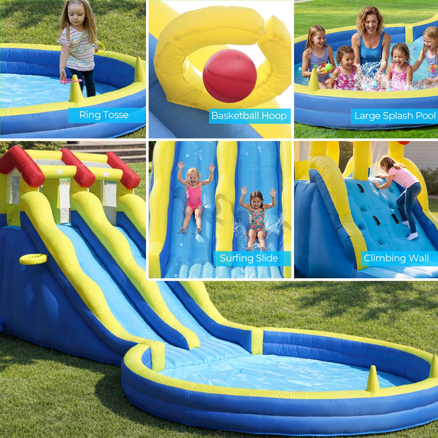 TRYSET 26FT Inflatable Water Slide Kids Bounce House Water Park w/Splash Pool & Blower, Backyard Outdoor Party