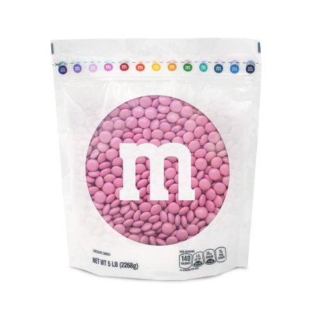 M&M’S Pink Milk Chocolate Candy, 5Lbs Of M&Ms In Resealable Pack For Candy Bars, Birthdays, Baby Showers, Gender Reveals, Its A Girl, Dessert Tables & Diy Party Favors Packaging May Vary
