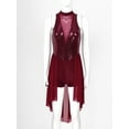 thumbnail image 3 of Haitryli Women Sleeveless Jazz Dance Dress Leotard Sequin Lyrical Dancewear Burgundy XL, 3 of 7