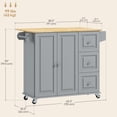 thumbnail image 2 of Grey Kitchen Island on Wheels with Drop Leaf & Storage - Kitchen Cart with Drawers, Spice Rack, Adjustable Shelf - 45.3" x 25.2", 2 of 7