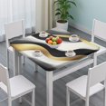thumbnail image 3 of Black White Marble Gold Wave Pattern Square Fitted Tablecloth with Elastic Edge,Square Table Cover,Washable Elastic Table Cover for Home Kitchen Party Decor 34"x34", 3 of 6