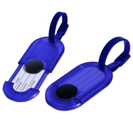- Water Resistant Luggage Tag Holders / Travel ID Bag Tags - 2 Set (Blue)