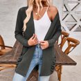 thumbnail image 5 of ATOYSOY Women's Solid Color Strip Pocket Knit Cardigan Jacket Duster Sweater Cardigan Workout Cardigan for Women Gray M, 5 of 6