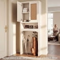 thumbnail image 4 of OMCMUU Over The Toilet Storage Cabinet with Barn Doors & Adjustable Shelf, 66.9" Freestanding Bathroom Storage Cabinet, Space Saving Organizer for Bathroom Laundry, White, 4 of 8