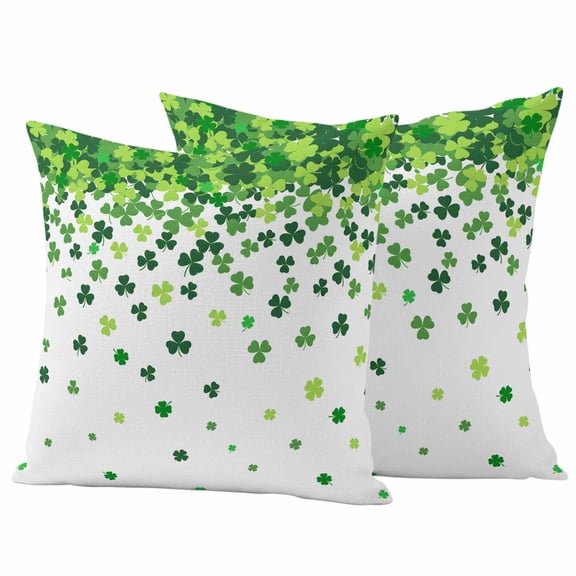 St. Patrick's Day Outdoor Waterproof Pillow Covers, Spring Lucky Shamrocks Rustic Leaves Decorative Square Throw Pillowcase Sofa Cushion Sham for Patio/Couch/Chair, 16"x16" 2 Pack