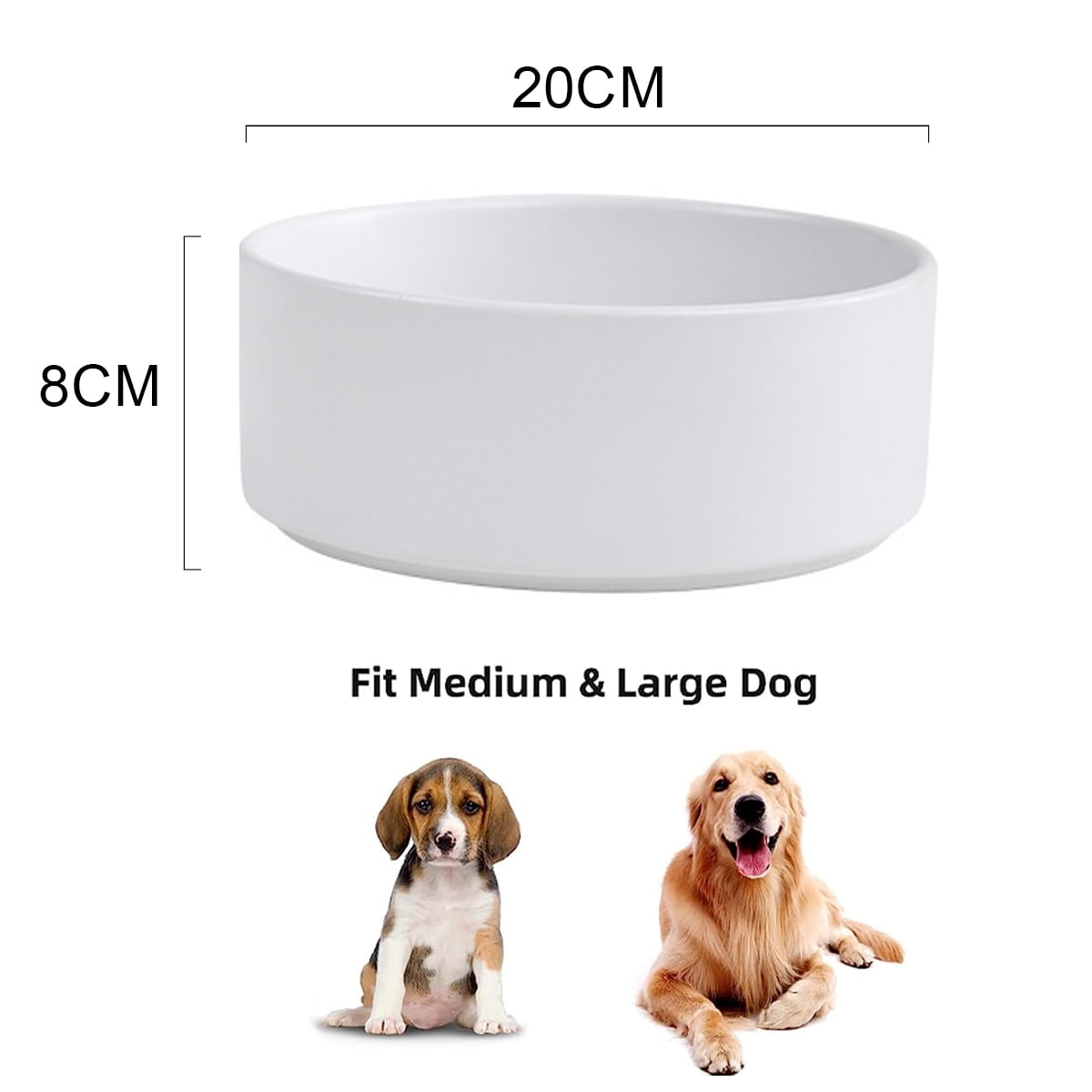 Ceramics Pet Bowl Dog Food Bowl Cat Dish Large Dog Water Bowl Protect Cervical Spine, Diameter 20cm