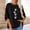 #014-Black, variant on Ounisa Linen Shirts for Women 3/4 Sleeve Plus Size Tops Loose Crew Neck T Shirts Casual Three Quarter Length Tunic Summer Printed Tops with Pocket